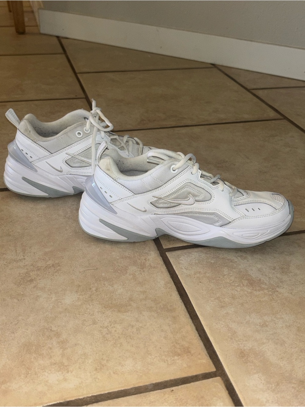 Nike Women’s White and Light Gray Chunky Athletic Sneakers